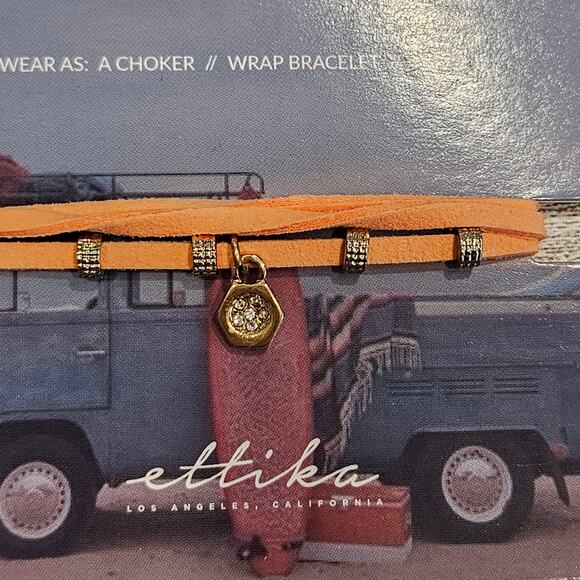 Ettika Revolve Peach Three Way Wrap Bracelet Choker Necklace with Charm Casual - Picture 3 of 4